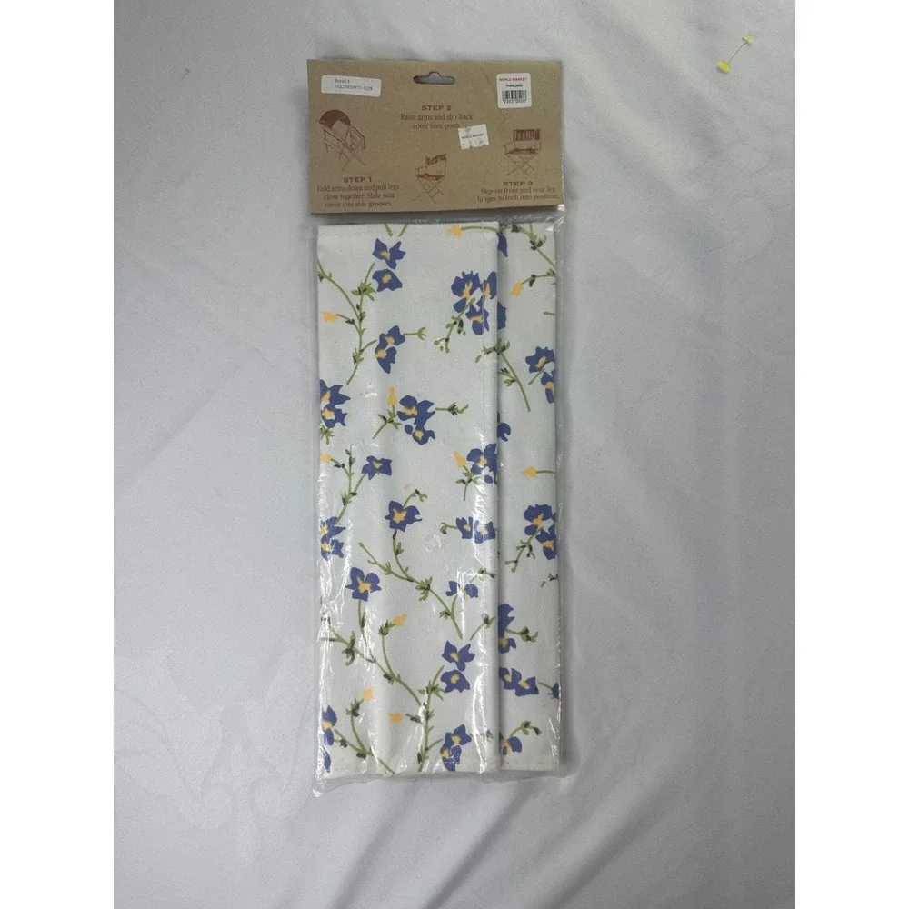 World Market Replacement Canvas Cover Set for Directors Chair Blue Yellow Floral